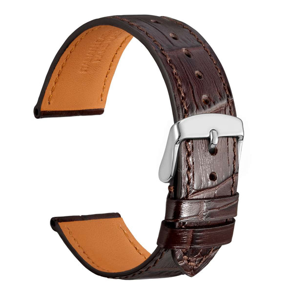 Alligator Grain - Semi Shiny Italian Leather Watch Band - Brown