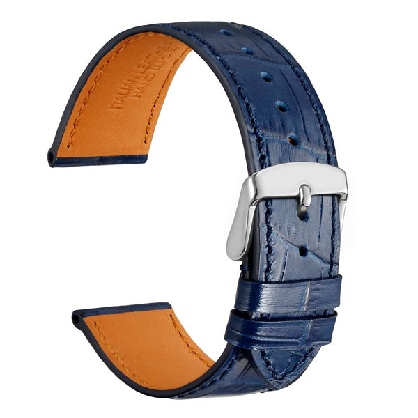 Alligator Grain - Semi Shiny Italian Leather Watch Band - Navy Blue