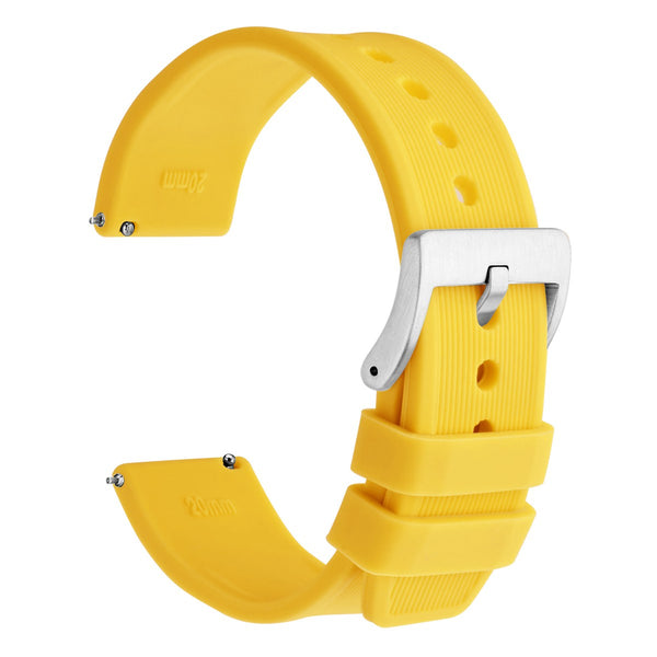 VERTICAL STRIPES - Quick Release Silicone Watch Band - Yellow