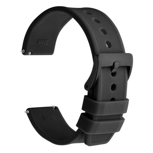 VERTICAL STRIPES - Quick Release Silicone Watch Band - Black