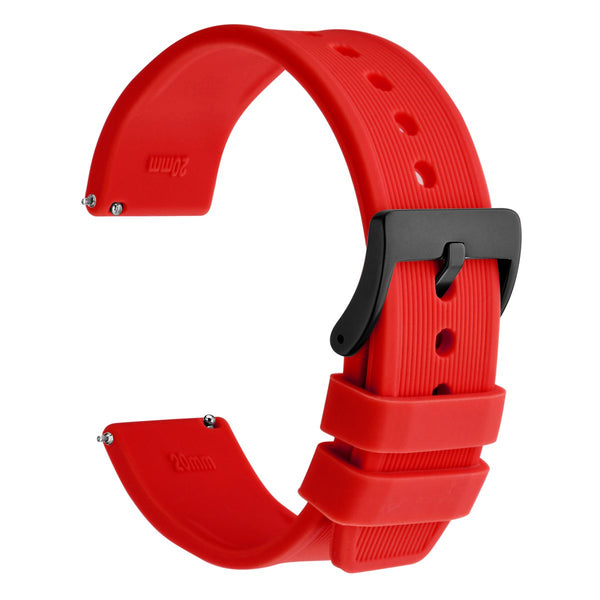 VERTICAL STRIPES - Quick Release Silicone Watch Band - Red