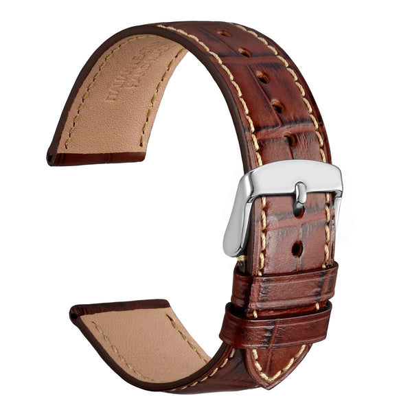Alligator Grain - Matte Italian Leather Watch Band - Chestnut Brown