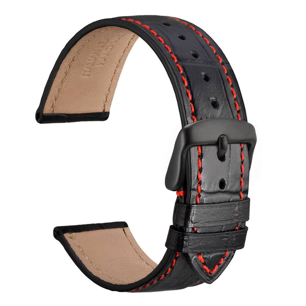 Alligator Grain - Matte Italian Leather Watch Band - Black