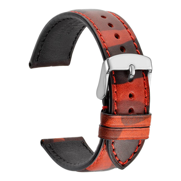 Camouflage - Genuine Leather Watch Band - Flames Red