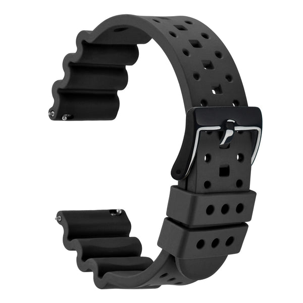 DIVE - Breathable FKM Rubber Watch Band - Black