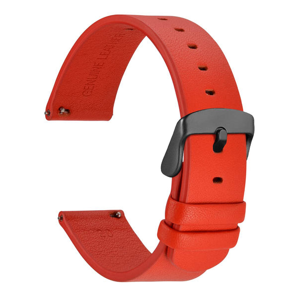 FLEXIBLE - Top Grain Leather Watch Band - Orange Red