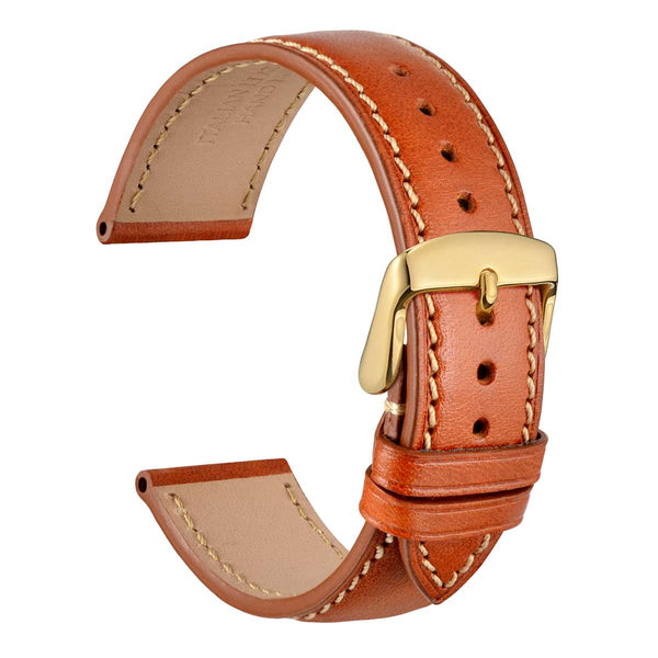LUXURY - Italian Leather Watch Band - Gold Brown