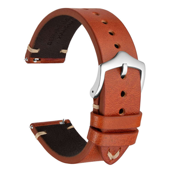 MILITARY - Italian Calfskin Leather Watch Band - Toffee Brown